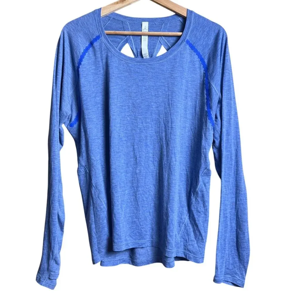 Lululemon Stop Drop & Squat Long Sleeve size 8 Heathered Blazer Blue